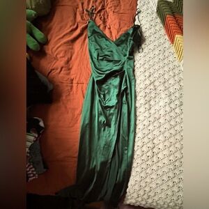 Dark green silk dress